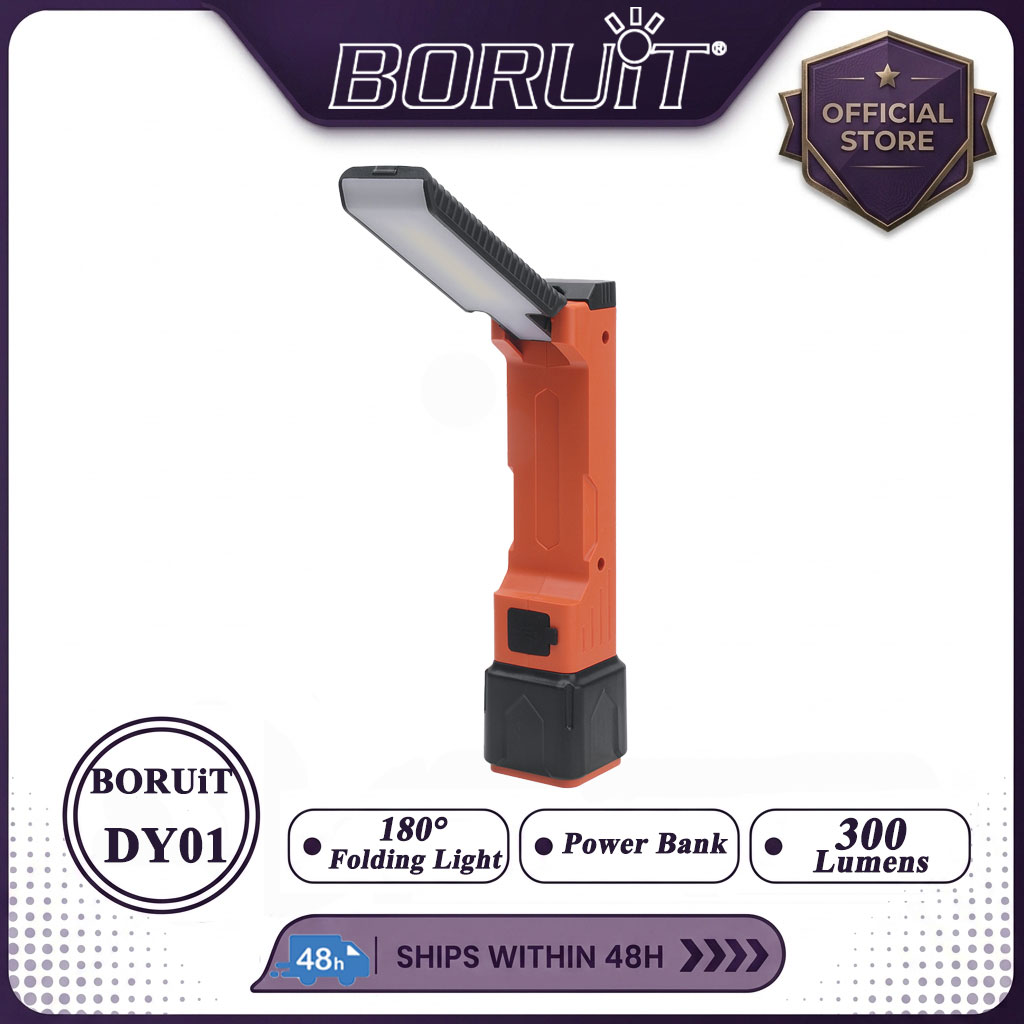 Power Bank - BORUiT 300LM LED-Arbeitslicht, Zoom-Taschenlampe, Typ C,